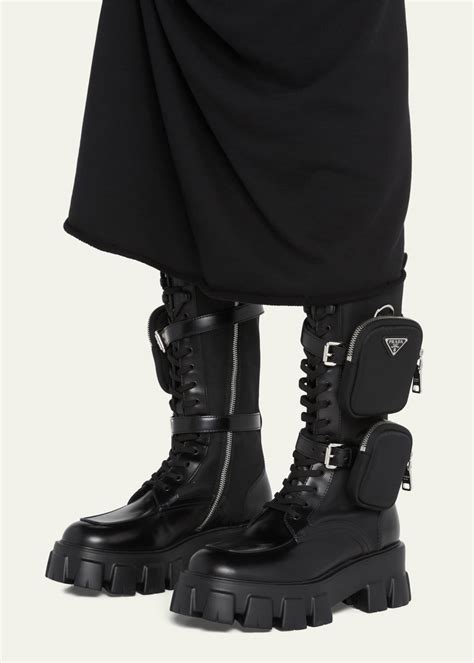 prada boots knee|Prada combat boots with pouches.